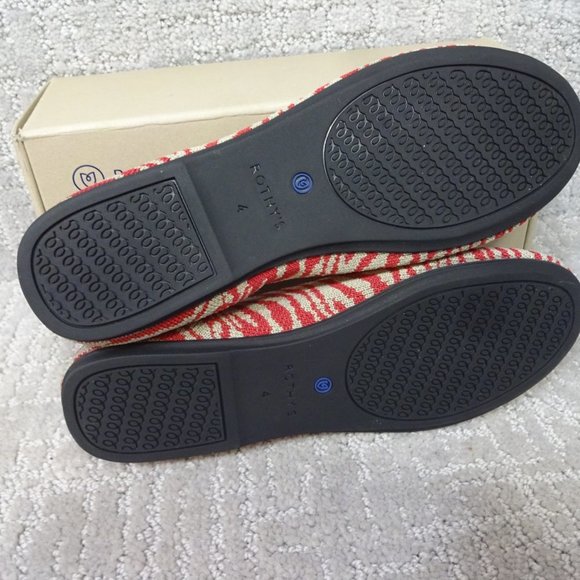 Rothys The Flat Big Kid's Size 4 US Red Zebra Round Toe Slip on Shoes - Picture 6 of 10